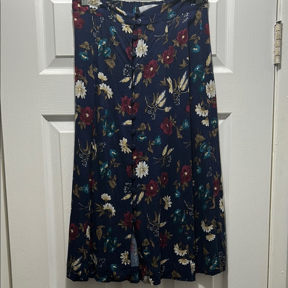 Vintage Sag Harbor Navy Floral Skirt